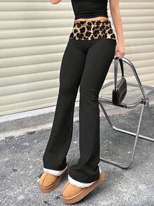Pantalones Casuales de Mujer de Color Sólido, Cintura Ancha, Corte Ajustado, Plisados, para Primavera - Café integral - Ver 12