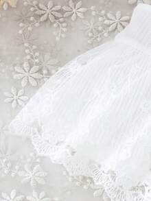 Toddler Set White Lace 3D Flower Sweet Cotton Ribbed Lace Camisole + Shorts Baby Outfit - White - View 6