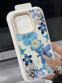 1 pieza Funda de teléfono a prueba de golpes de cobertura total de TPU con diseño de flor azul y estrella de mar, compatible con Apple 17, 16, 15, 14, 13, 12, 11 Pro Max, Series - Multicolor - Ver 2