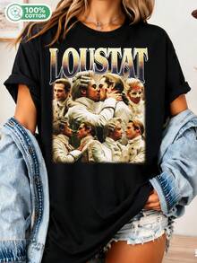 Vintage Unisex T-Shirt Featuring Interview Vampire Loustat, Vampire Romance, IWTV, Fantasy Reader T-Shirt, Anne Rice Novels, Loustat T-Shirt, Loustat Fans - Black - View 1