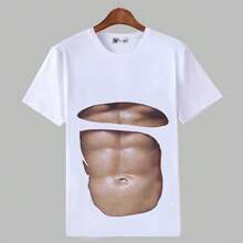 Camiseta de verano de manga corta con cuello redondo, expresiones divertidas y una personalidad única, similar a la ropa de Giao Ge, para jóvenes a la moda. - Blanco - Ver 8