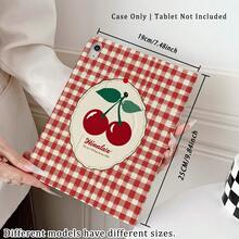 1pc Vintage Red Gingham Cherry Print 360° Rotatable Protective Tablet Case ,Multi-Angle Magnetic Stand Cover With Auto Sleep/Wake Function, Compatible With IPad PRO/AIR, Compatible With SAMSUNG,Compatible With XIAOMI Pad 5/6/7,Compatible With Huawei Matepad - Multicolor - View 7