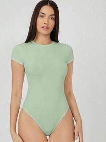 Body ajustado de color liso - Verde - Ver 3