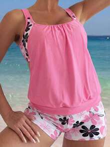Swim Lushoire Set de 2 piezas de bikini con tirantes finos para la playa y resort de verano en oferta - Rosa - Ver 3