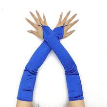 1 Pair Solid Color Satin Long Gloves, Retro Court Style Elegant Fingerless Gloves For Opera Party Night Out Weddings Birthday Party Stage Performances Cosplay And Evening Dress Accessories - A - View 35