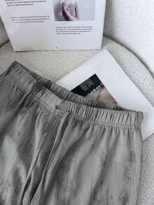 LUNE Loose Ink Paint Print Satin Loose Fit Trousers - Gray - View 5