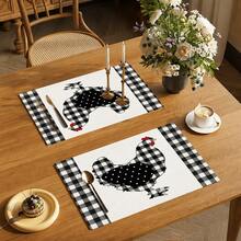 1 pieza Mantel de lino estilo rústico, tapete para desayuno, posavasos de café, base para tazón, accesorio de cocina, fácil de limpiar, apto para el hogar, restaurante, decoración del comedor, regalo festivo, regalo para amigos, juego de múltiples piezas - Multicolor - Ver 2