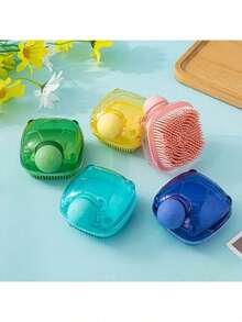 Bộ 1/3 bàn chải tắm và massage cho thú cưng kèm bình đựng xà phòng, bằng silicon, có thể treo, bàn chải tắm cho chó mèo, bàn chải gội đầu cho chó, bàn chải làm sạch răng, bàn chải massage tẩy tế bào chết, đồ dùng cho thú cưng. - Nhiều màu - Xem 20