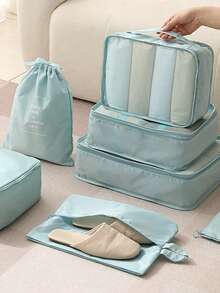 8/7pcs Lightweight Packing Cubes Set - Includes Shoe Bag, Clothes Organizer System Suitable For Backpack/Suitcase, Essential For College Dorm & Travel - Multicolor - View 7