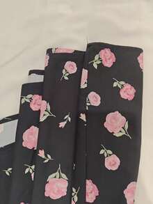Vestido largo primavera 2026, holgado con estampado floral, estilo elegante y moderno - Negro - Ver 4