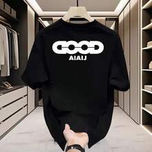 [Ropa de Hombre de Alta Calidad]Camiseta de Manga Corta de Algodón Puro, Versátil, Corte Holgado, Estampado Minimalista, Diseño Creativo, Marca de Moda 5HIR - 250 g de algodón puro - negro DOOD - Ver 3