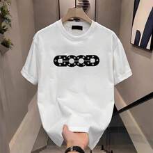 Camiseta casual de manga corta para hombre, de algodón puro, con estampado de letras, corte holgado, talla grande, estilo americano, ideal para parejas, producto nuevo. HJFE - 250 g de algodón puro - blanco - Ver 5