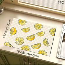 1pc Lemon Print Absorbent Mat/Drying Mat For Coffee Maker, Dishes - Polyester Absorbent Desktop Protective Mat With Rubber Anti-Slip Pad, For Kitchen Counter Decor, Home Bar And Dining Table - Multicolor - View 7