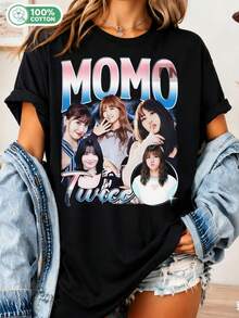 Vintage Momo Twice T-Shirt, Limited Edition, 90s Retro # Unisex T-Shirt, Size 39 - Black - View 6