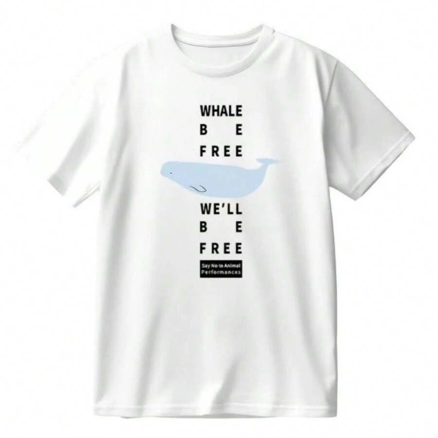 Sé libre, adiós, homenaje, rechazo a espectáculos de animales, camiseta de manga corta, verano, holgada y adelgazante. - Blanco - Ver 1