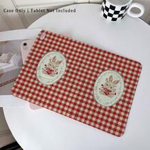 1 pieza Funda protectora para tableta con estampado de conejo a cuadros rojos, giratoria 360°, soporte magnético de varios ángulos con función de suspensión/activación automática, compatible con iPad PRO/AIR, , Pad 5/6/7, Matepad - Multicolor - Ver 2