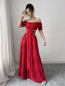 YHHRafferiza Vestido casual de vacaciones con hombros descubiertos y lazo en la espaldaYHH - Verde - Ver 10
