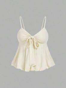 MOD Camisola de mujer con cordones de unicolor, multipaquete, estilo bohemio, adecuada para atuendos de playa, looks de vaquera occidental, blusas casuales, fiestas rave, festivales de música country - Marrón - Ver 3