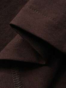 Conjunto de 2 piezas de top holgado de cuello alto y pantalones casuales para mujer, otoño/invierno - Marrón - Ver 7