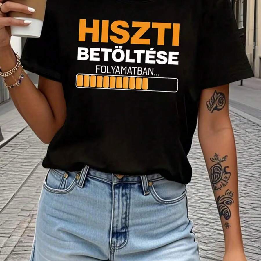 Printed T-Shirt For Men And Women - 黑色 - 查看 1