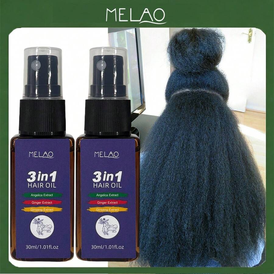 2盒 MELAO 3合1護髮噴霧,每瓶 30ml/1.01 Fl Oz,含生薑、當歸和人參萃取物,滋養頭皮與髮質,適合所有髮質 - 2個 - 查看 1
