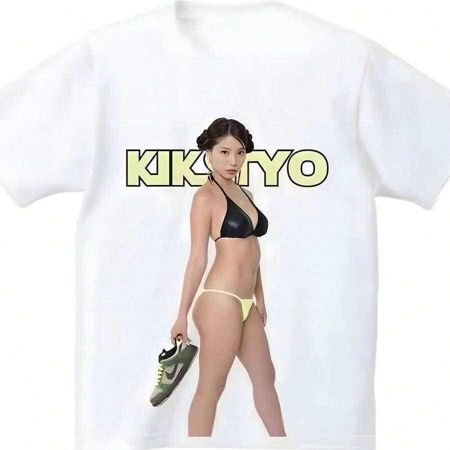 2026 nuevo modelo nuevo Kikstyo mujeres hermosas media manga Hip Hop puro algodón KIKSTEE camiseta de manga corta hombres suelta 2026 moda1 - Blanco - Ver 1