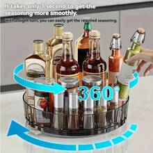 360 Degree Rotating Storage Rack For Kitchen And Bathroom, Desktop Organizer For Cosmetics And Spices, Efficient Storage, Multifunctional Storage Box. - Clear B9908A - View 10