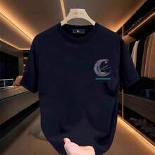 Camiseta de manga corta casual, holgada, unisex, de algodón puro, elegante y versátil, de la marca de moda para parejas de verano. 382X - 200 g de algodón puro - negro - Ver 4