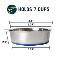 DuraPet Premium Dishwasher Safe Stainless Steel Dog Bowl for Food or Water [Multiple Sizes for Small to Large Dogs] in Traditional or Wide Base Design - 7 Cup - 8.3X8.3X2.8 - Ver 3