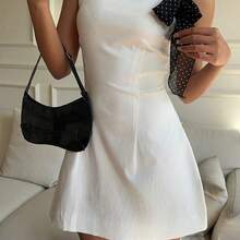 Women's Elegant Solid Color Backless Sleeveless Mini Dress Business Casual Woman - Rosado Sandía - Ver 6