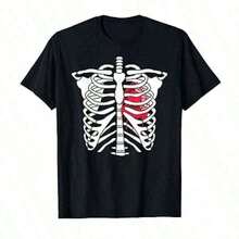 Graphic Tees| T-Shirts| Graphic Tee, Affordable Clothing, Black Graphic Tee, Most Popular SKELETON| Ribcage Anatomy T-Shirt For Halloween Costume - 白色 - 查看 1