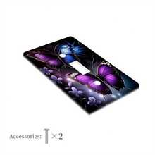 1pc[2D Flat Print]Deep Pink Floral Full Print Switch Panel PC Wear-Resistant Socket Cover Plate Fresh Floral Style Wall Decor Switch Protective Cover - B - View 13