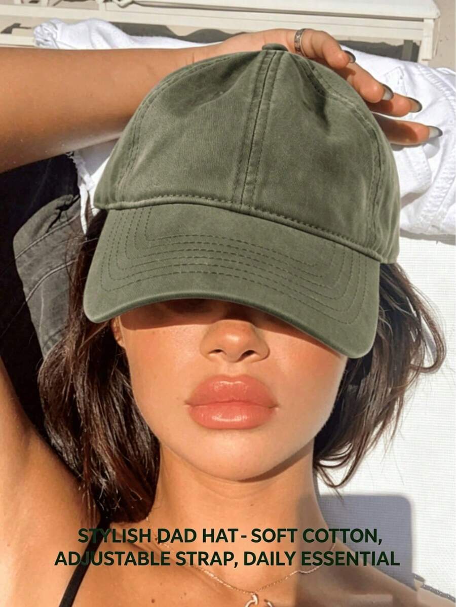 1pc Unstructured Vintage Washed Baseball Cap, Adjustable Dad Hat, Unisex Beach Accessory, Travel Essential - Hat 021 - View 1