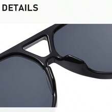 1 Pair New Pilot Frame Metal Leg Hollow-Out Fashion Glasses, Oversized Shield Style Unisex Beach Driving Decorative Glasses, Bohemian - Multicolor - View 3