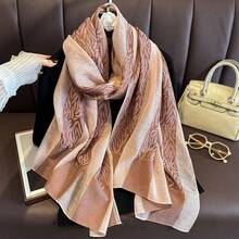 Bufanda larga de lujo para mujer, chal elegante, pañuelo Hijab para mujer, bufandas Retro suaves para ropa de viaje - CJ1213-3-Verde - Ver 18