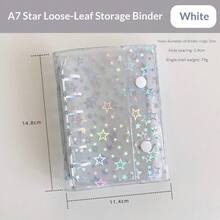 A7 Size Portable Glitter Star Transparent Binder, Transparent Binder Sticker Book, Sticker Book, Transparent Refill, Stamp Pad, Candy Drip Sticker Card, Seal, Photo Storage Bag, Photo Album, Budget Planner, Diary, Notebook, Office Supplies - A7 Star Shell - View 17
