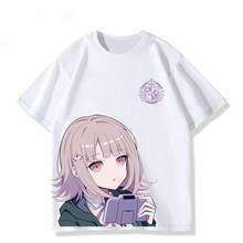 Camiseta Danganronpa Chigusa Hinata, top de manga corta, mercancía de anime, ropa de estudiante para hombres y mujeres, verano. - Negro - Ver 7