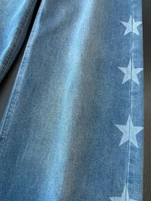 ALO FASHION Jeans largos de mezclilla estilo boho sexy de pierna ancha y lavados para mujer con alta elasticidad - azul real - Ver 2