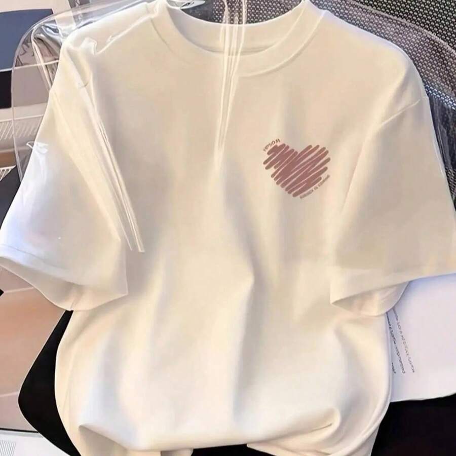 Blusa Juvenil Para Dama Con Diseño De ESCUDO HEART, Prenda Fresca Y Ligera Elaborada A Base Tela Poliester Algodon Para Uso Diario. - Blanco - Ver 1