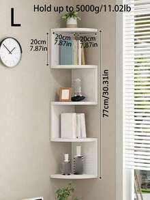 1pc Bookshelf Wall-Mounted Punch-Free Wall Hanging Storage Corner Cabinet Shelf Bedroom Corner Living Room Corner Shelf - White - View 7