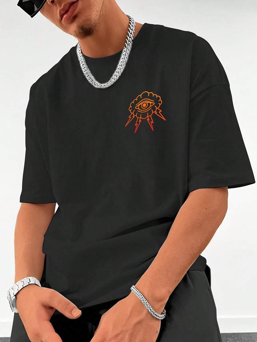Unisex 100% Cotton T-Shirt, Model 2026, Machine Washable, Comfortable For All Seasons, Suitable For Outdoor Sports, Beach Parties And Daily Wear, With A Novel Design And Modern Style, Your Best Choice! - 黑色 - 查看 1