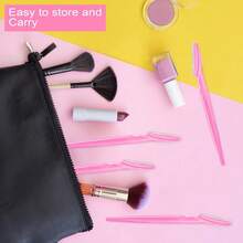 Mikinona 30pcs Portable Eyebrow Trimmer Makeup Tools, Stainless Steel Lightweight Non-Slip Handle, Travel Size - Pink - View 4