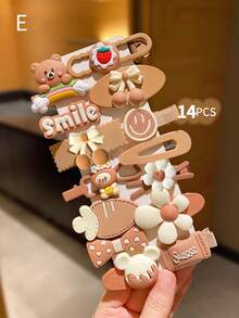 14/28/42pcs Colorful Multi-Element Cute Girl Hair Clips And Hair Accessories - Multicolor - View 10