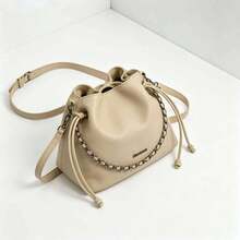 Women's Bucket Bag With Crossbody Chain Strap - Casual And Versatile Style - Apricot - View 3