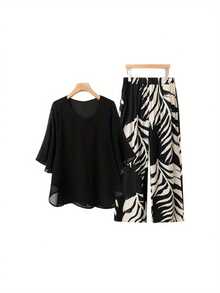 Large Size Women's Clothing European And American 2026 New Style Women's Chiffon Fashionable Elegant Loose Suit - Màu cam đỏ - Xem 5