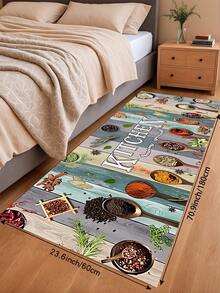 1/2pcs Modern Farmhouse Retro Seasoning Kitchen Mat, Anti-Fatigue, Non-Slip, With Buffer, Standing, Washable, Comfortable, Can Be Used As A Desk Or Kitchen Carpet. - Multicolor - View 15