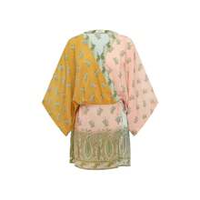 Bohemian All Over Print Sheer Satin Robe Mini Dress, Casual Flowy Design For Summer Travel & Beach Vacation - 花色 - 查看 4
