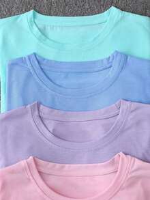 Unity 4 piezas Camiseta de cuello redondo sólida - Multicolor 4 - Ver 4