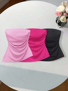 de 3 tops tubo casuales minimalistas lisos y ajustados para mujer - Multicolor 2 - Ver 1