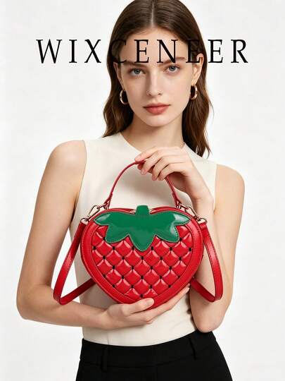 Nuevo bolso de mano con forma de fruta de fresa y piña de PU, bolso de tote lindo, bolso de hombro cruzado de moda para mujeres